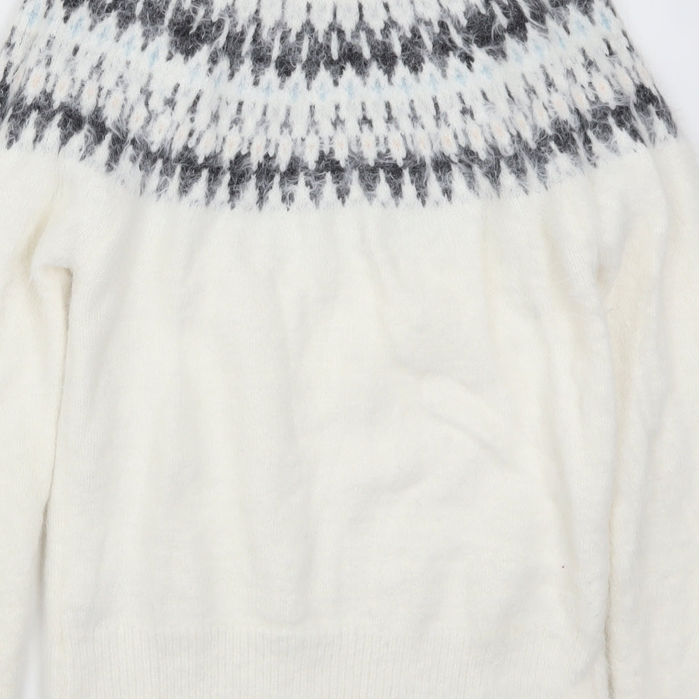 Primark Womens White Fair Isle Knit Pullover Jumper Size 10