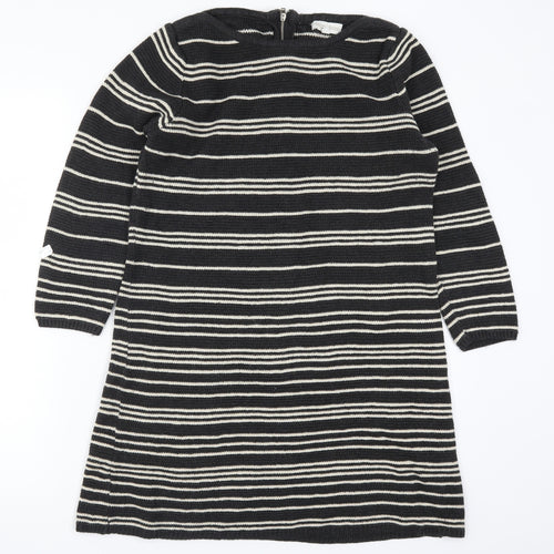 Monsoon Womens Grey Striped Knit Jumper Dress  Size S
