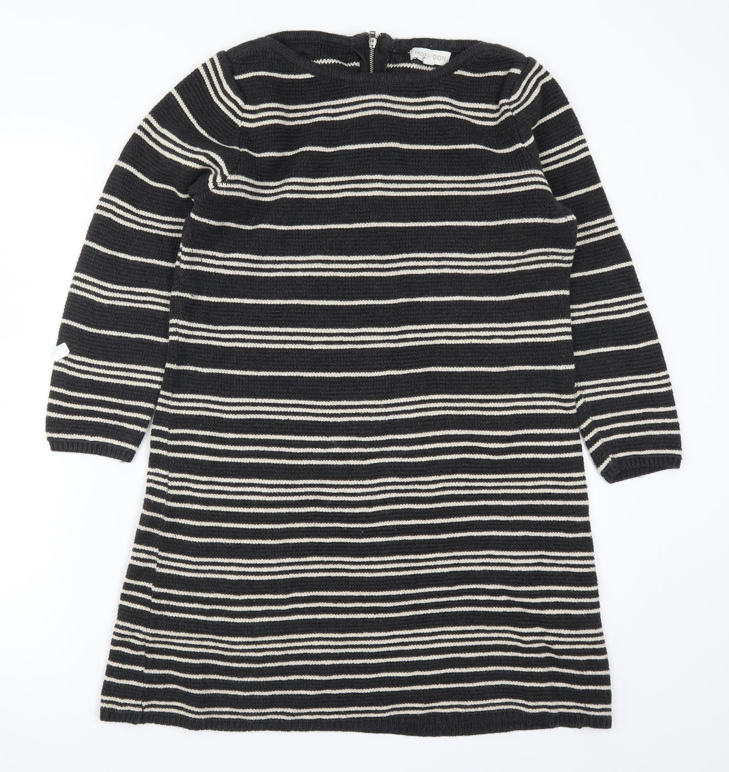 Monsoon Womens Grey Striped Knit Jumper Dress  Size S
