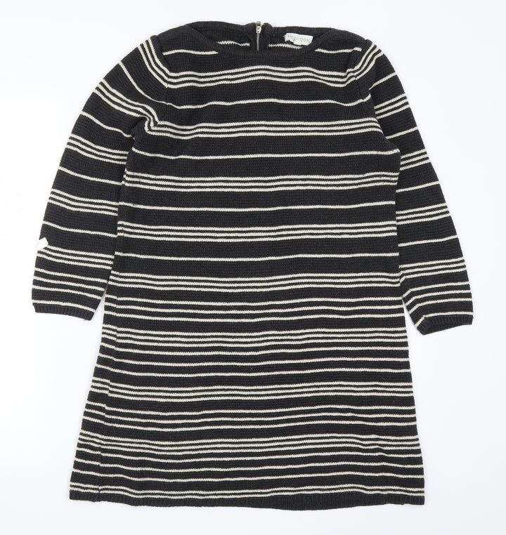 Monsoon Womens Grey Striped Knit Jumper Dress  Size S