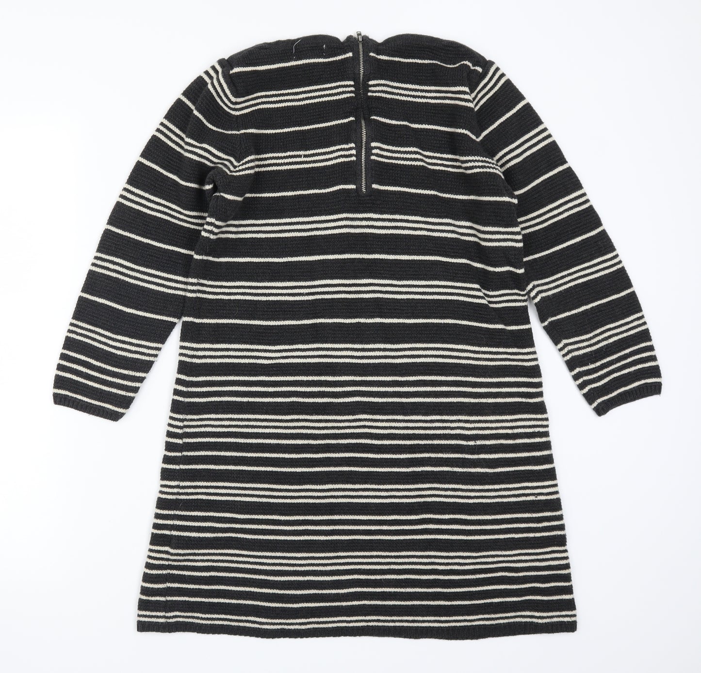 Monsoon Womens Grey Striped Knit Jumper Dress  Size S