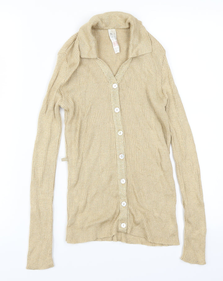 BHS Girls Gold   Cardigan Jumper Size 11-12 Years