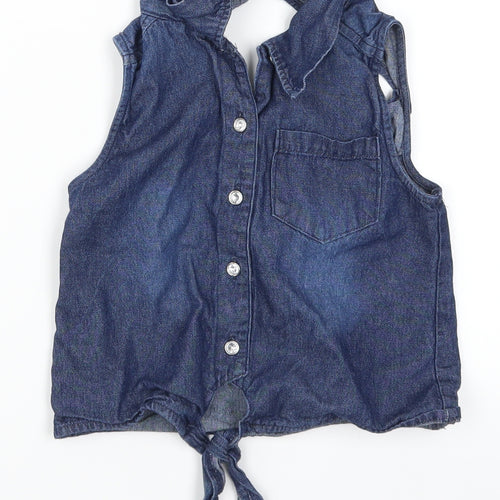 Penny M Girls Blue  Denim Basic Button-Up Size 7 Years