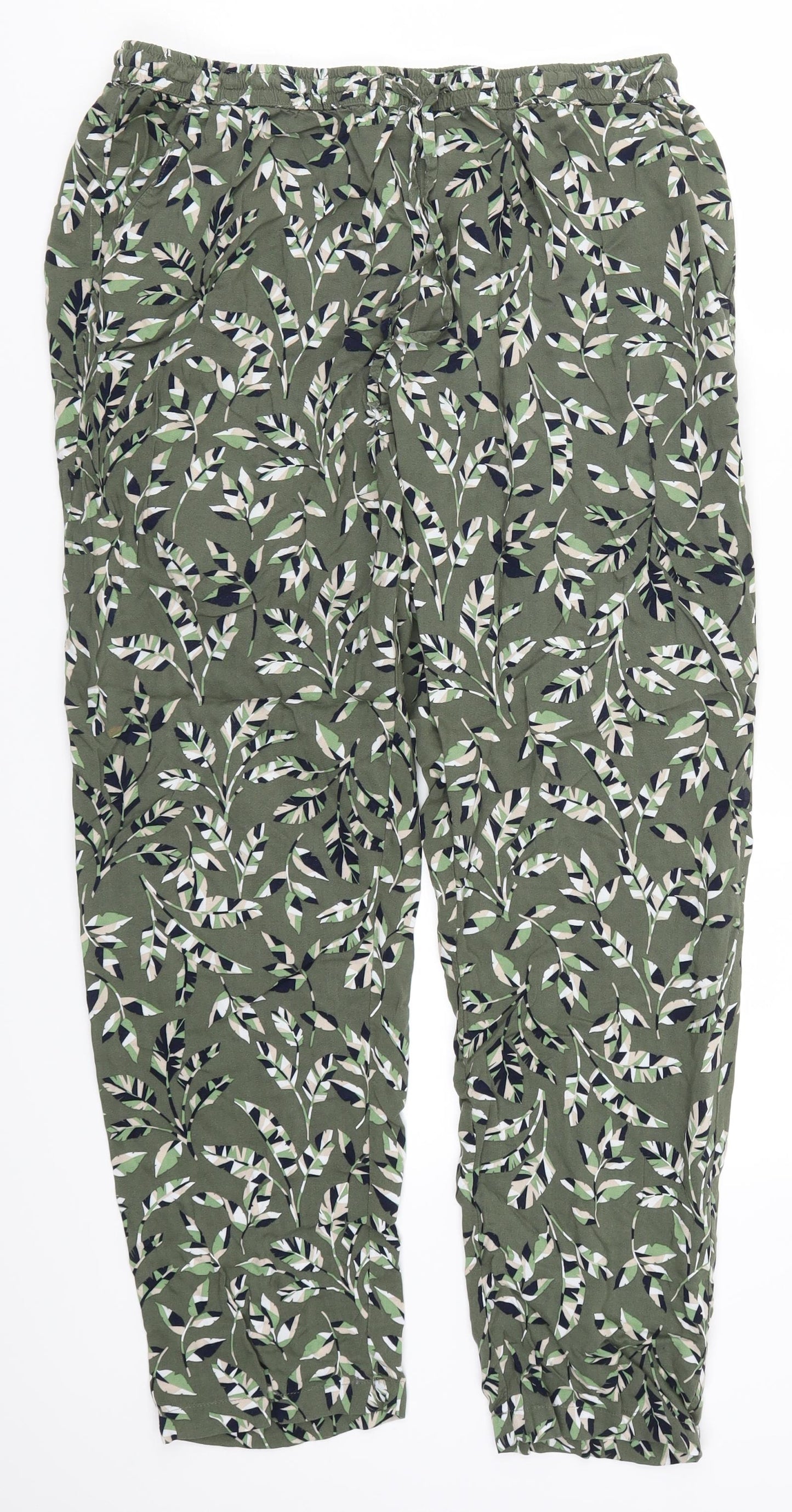 Maine Womens Green Floral  Trousers  Size 16 L27 in