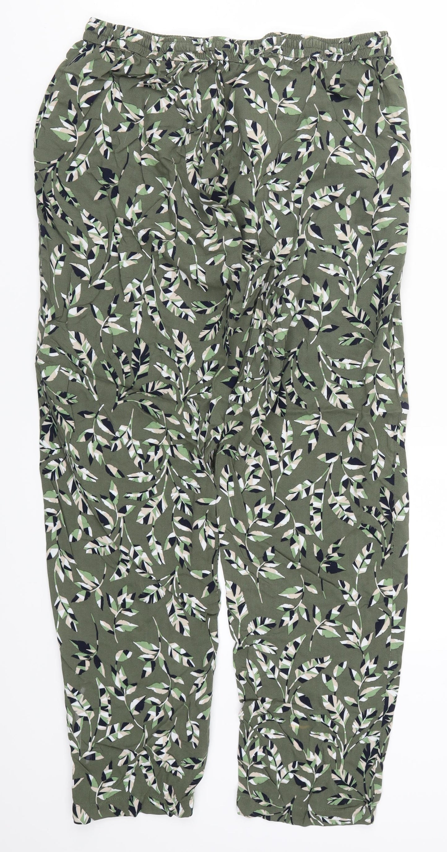 Maine Womens Green Floral  Trousers  Size 16 L27 in