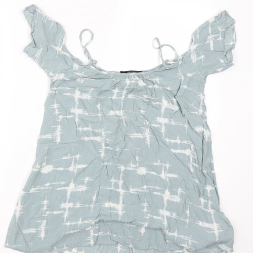FOREVER 21 Womens Blue Geometric Rayon Basic T-Shirt Size S