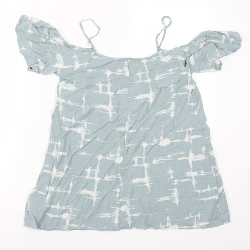 FOREVER 21 Womens Blue Geometric Rayon Basic T-Shirt Size S