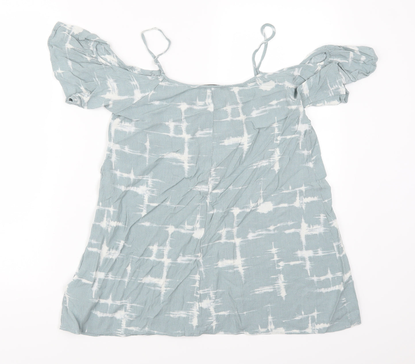 FOREVER 21 Womens Blue Geometric Rayon Basic T-Shirt Size S