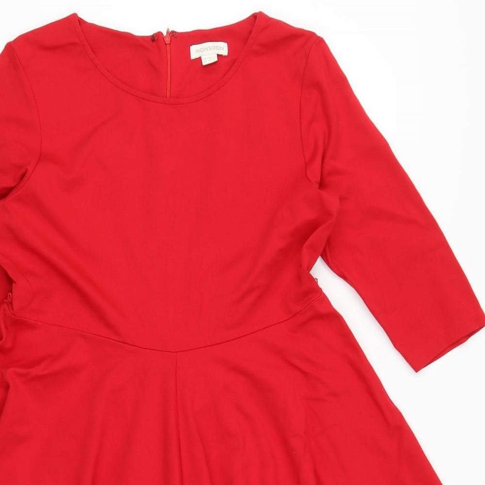 Monsoon Womens Red   Skater Dress  Size 18