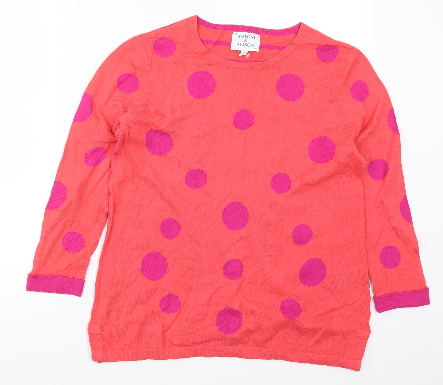 Antoni & Alison Womens Pink Polka Dot  Pullover Jumper Size 12  - Striped