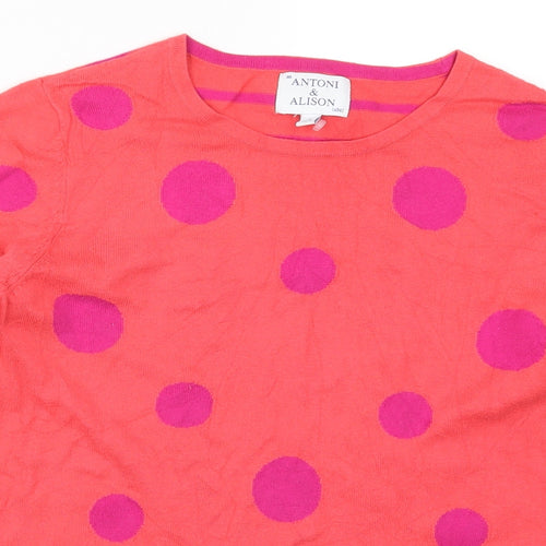 Antoni & Alison Womens Pink Polka Dot  Pullover Jumper Size 12  - Striped