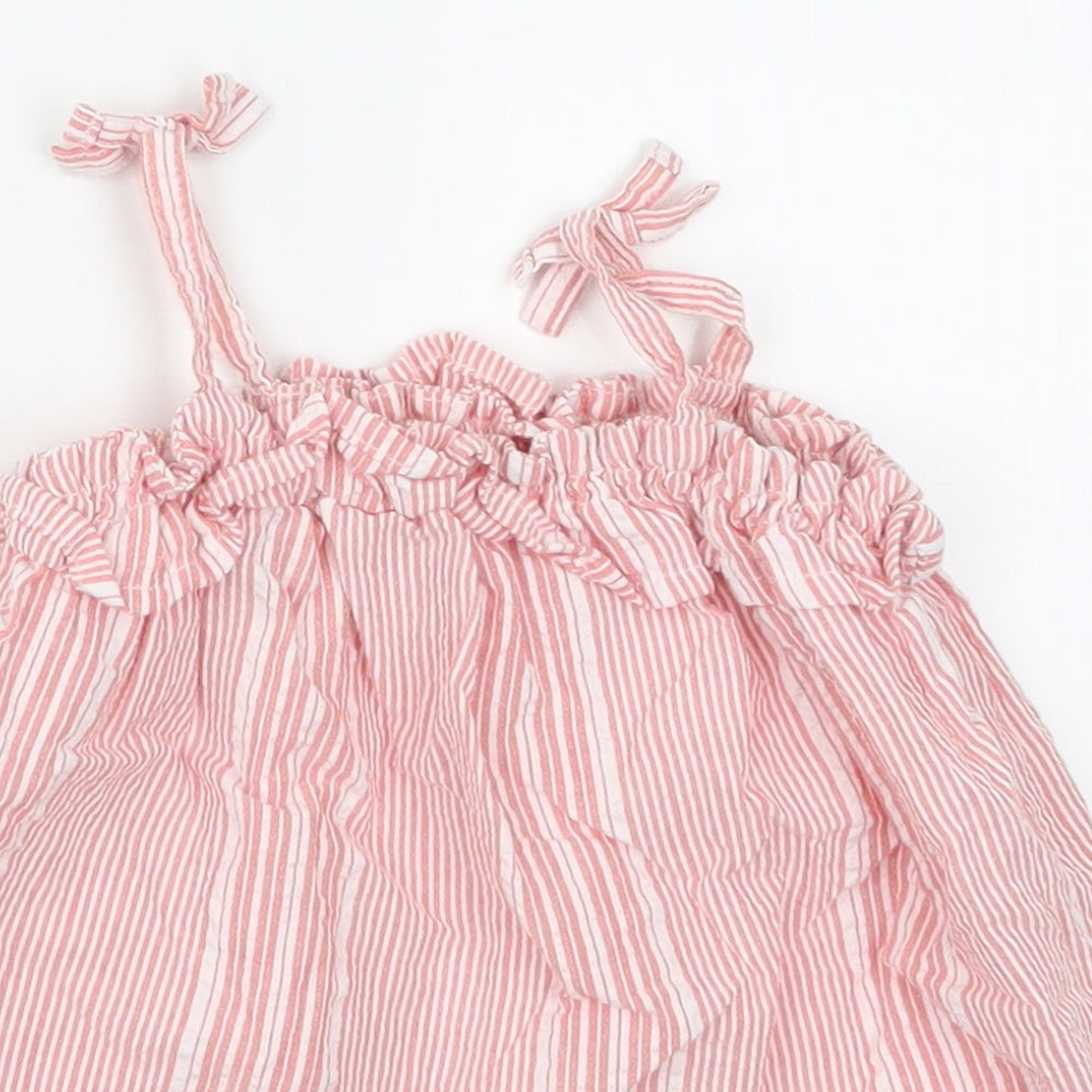 Fred & Flo Girls Pink Striped  Basic Tank Size 18-24 Months