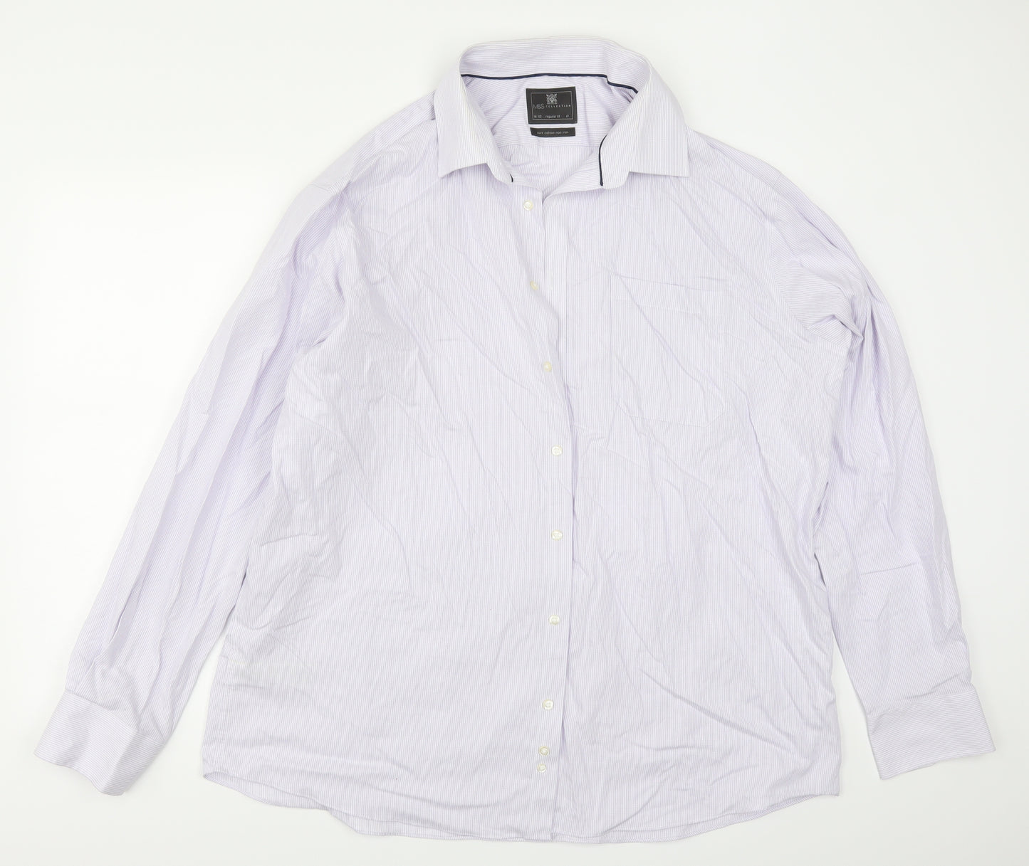 Marks and Spencer Mens Purple Check   Dress Shirt Size 18.5