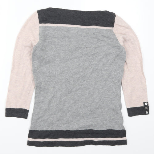 NEXT Womens Grey   Pullover Jumper Size 8  - Colour Block Pink