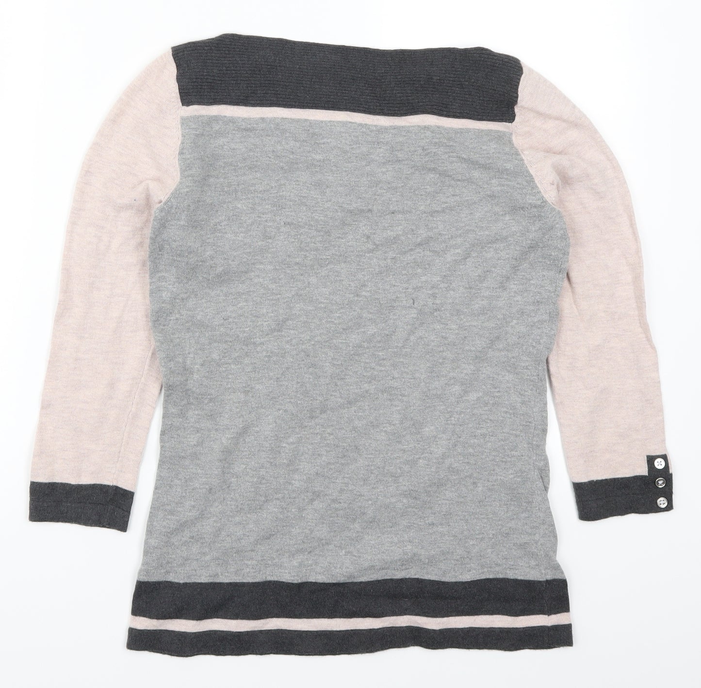 NEXT Womens Grey   Pullover Jumper Size 8  - Colour Block Pink