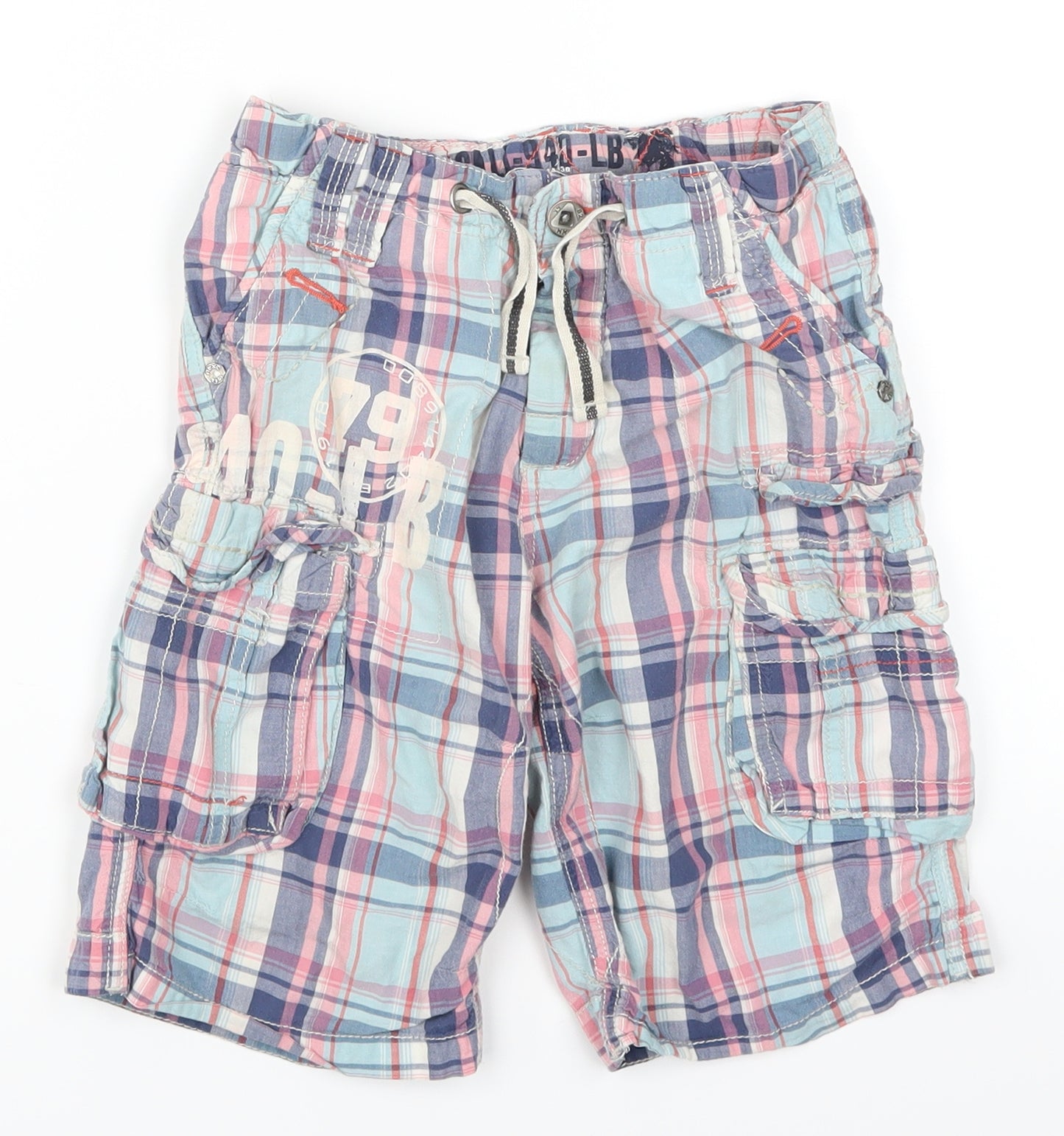 NEXT Boys Blue Check  Cropped Trousers Size 7 Years - Pink