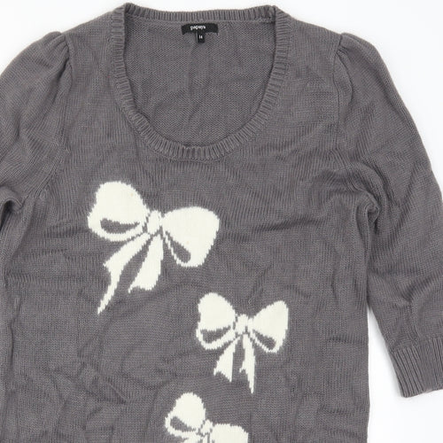 Papaya Womens Grey   Jumper Dress  Size 14  - Bow