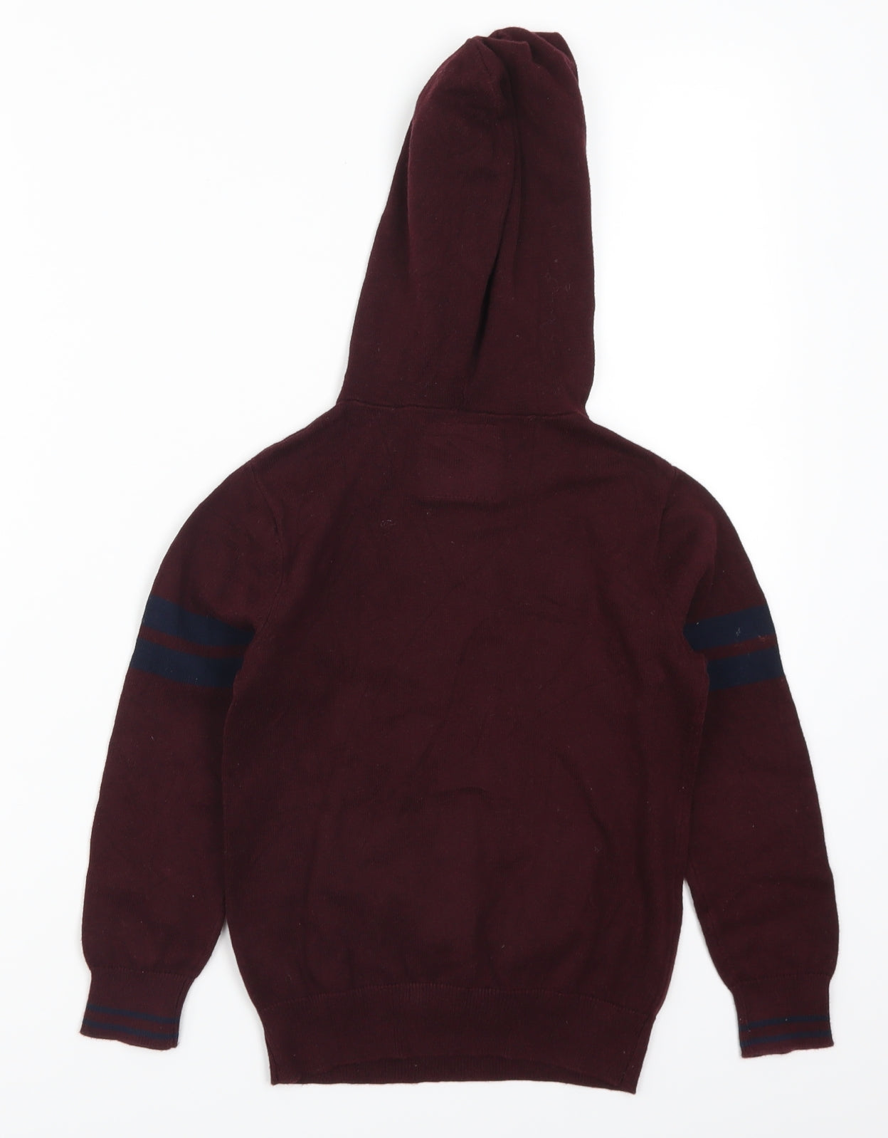 Matalan Boys Red Striped  Pullover Hoodie Size 7 Years  - Burgundy