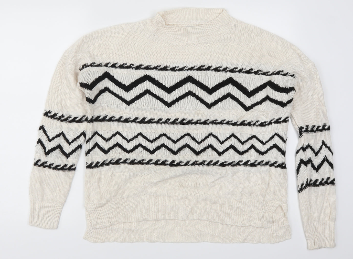 Papaya Womens Beige Striped  Pullover Jumper Size M  - Zig Zag