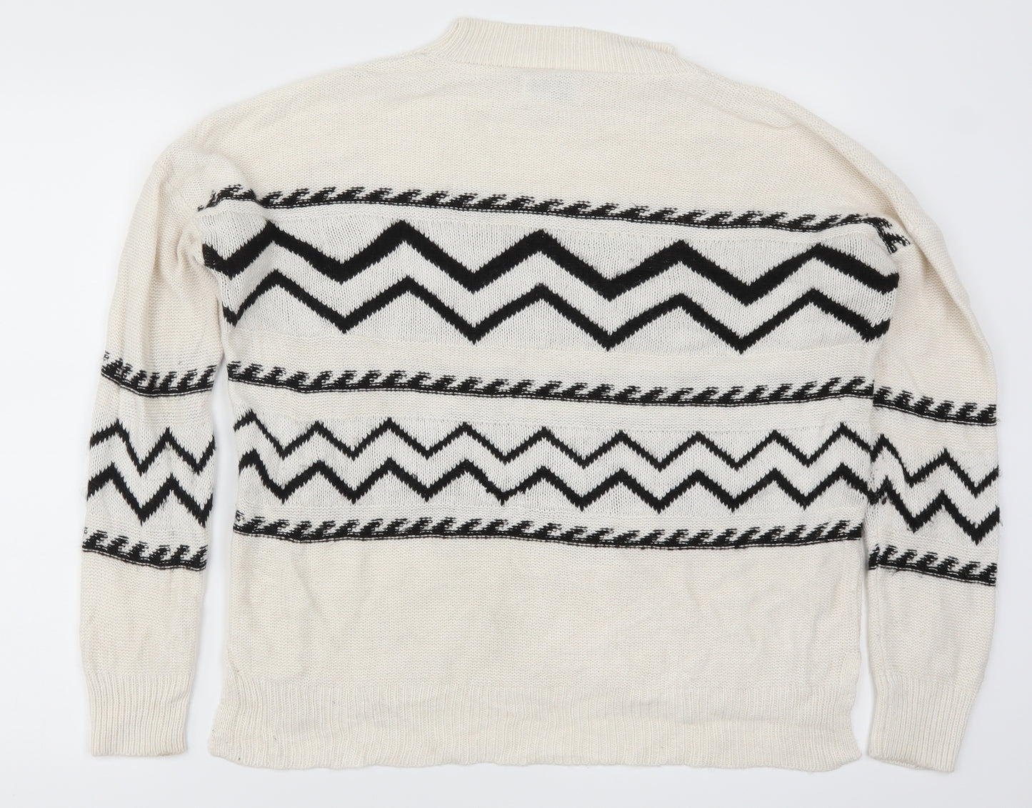 Papaya Womens Beige Striped  Pullover Jumper Size M  - Zig Zag