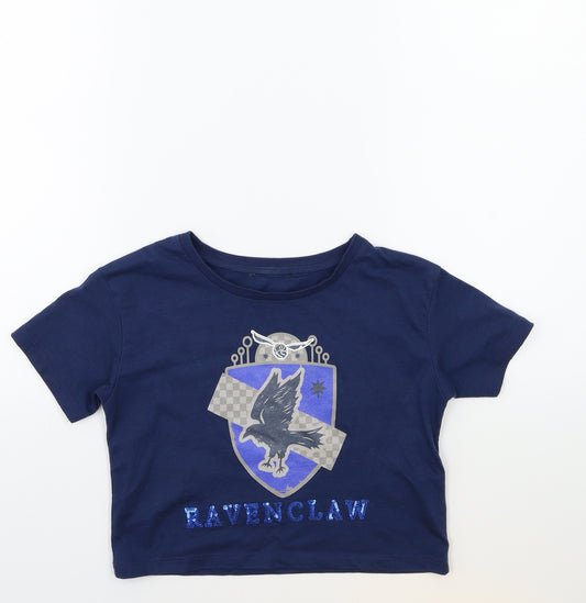 Front view of Primark girls’ blue basic t-shirt, size 7-8, years - harry potter