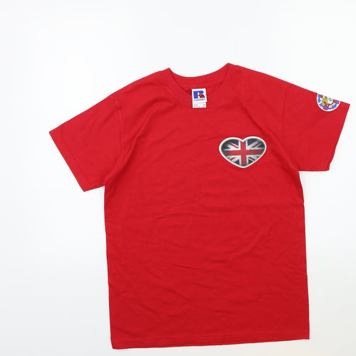 Russell Boys Red   Basic T-Shirt Size 11-12 Years