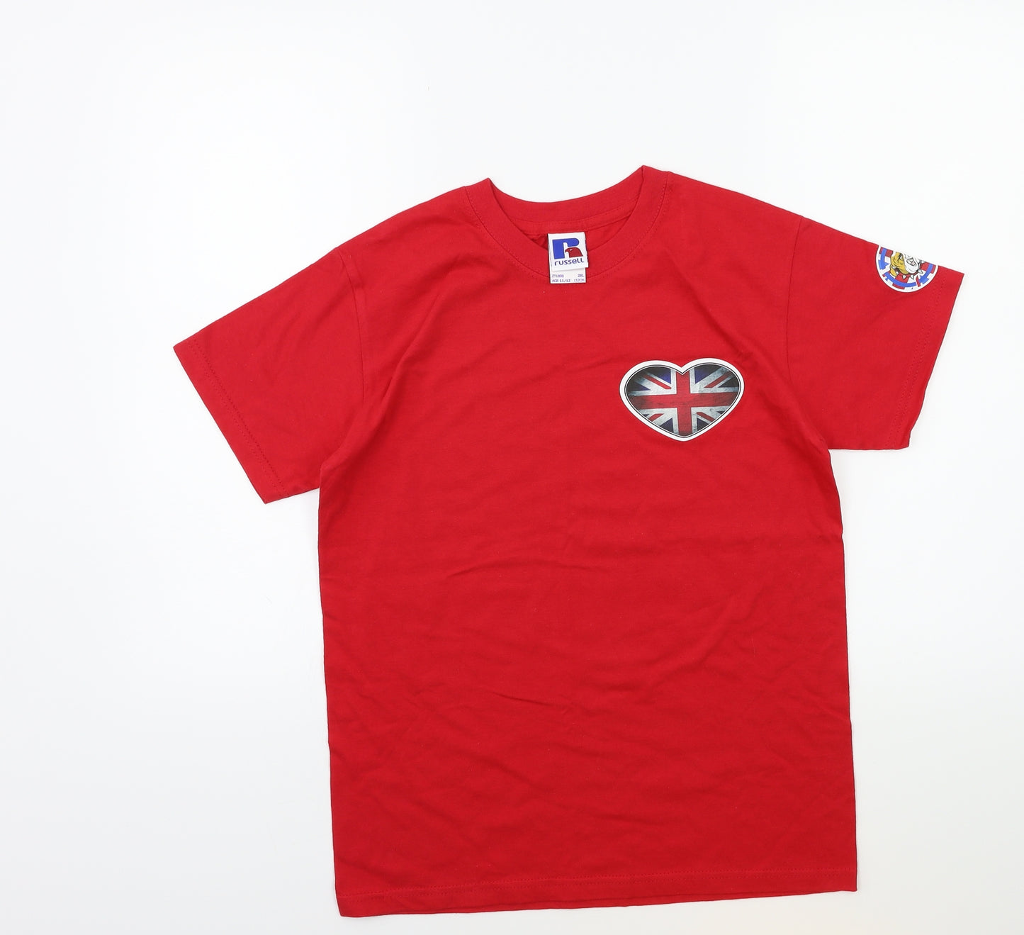 Russell Boys Red   Basic T-Shirt Size 11-12 Years