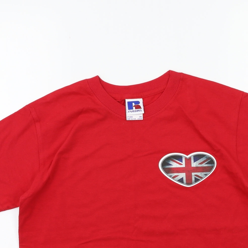 Russell Boys Red   Basic T-Shirt Size 11-12 Years