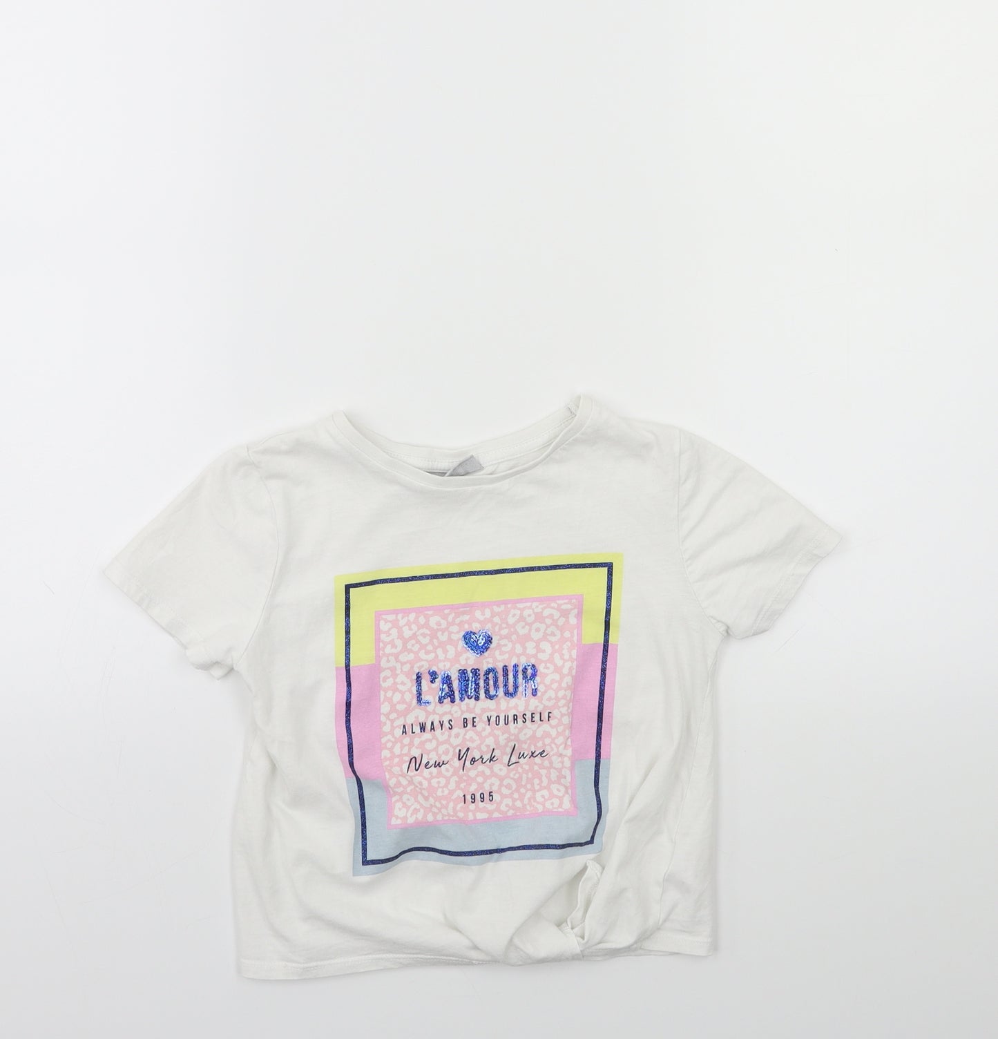 Matalan Girls White   Basic T-Shirt Size 7 Years