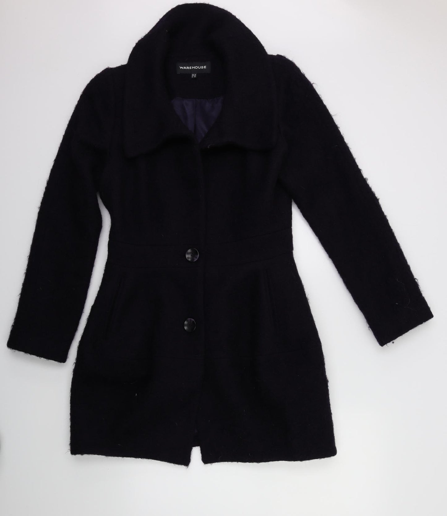 Warehouse Womens Black   Overcoat Coat Size 14