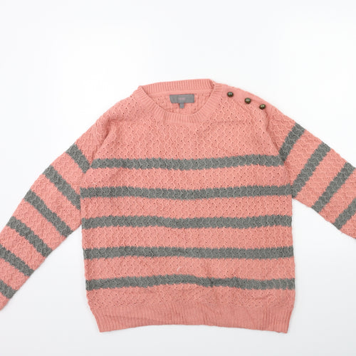 NEXT Womens Pink Striped Knit Pullover Jumper Size 12