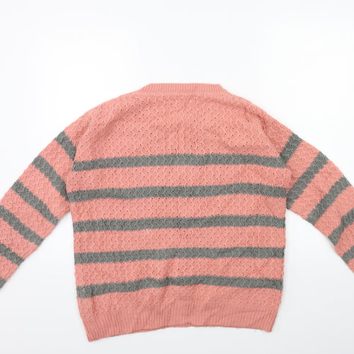 NEXT Womens Pink Striped Knit Pullover Jumper Size 12