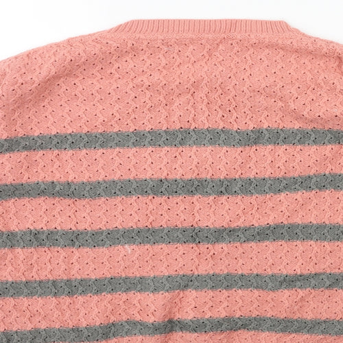 NEXT Womens Pink Striped Knit Pullover Jumper Size 12