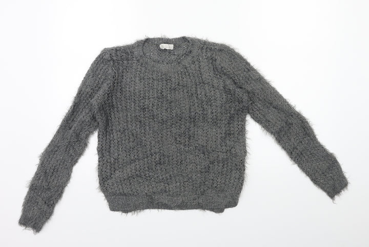H&M Girls Grey Knit Pullover Jumper Size 10 Years