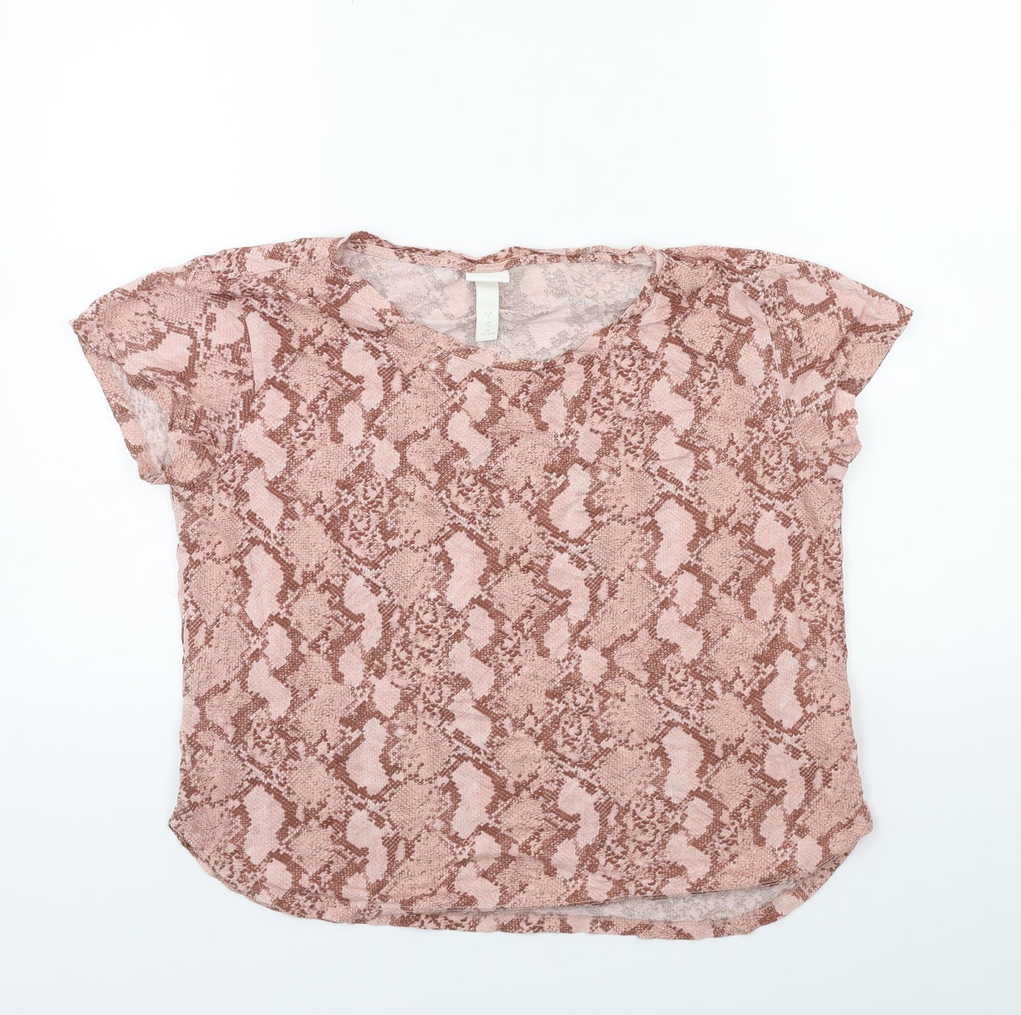 H&M Womens Pink Animal Print  Basic T-Shirt Size S