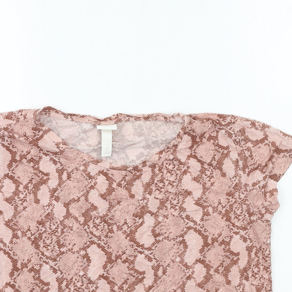 H&M Womens Pink Animal Print  Basic T-Shirt Size S