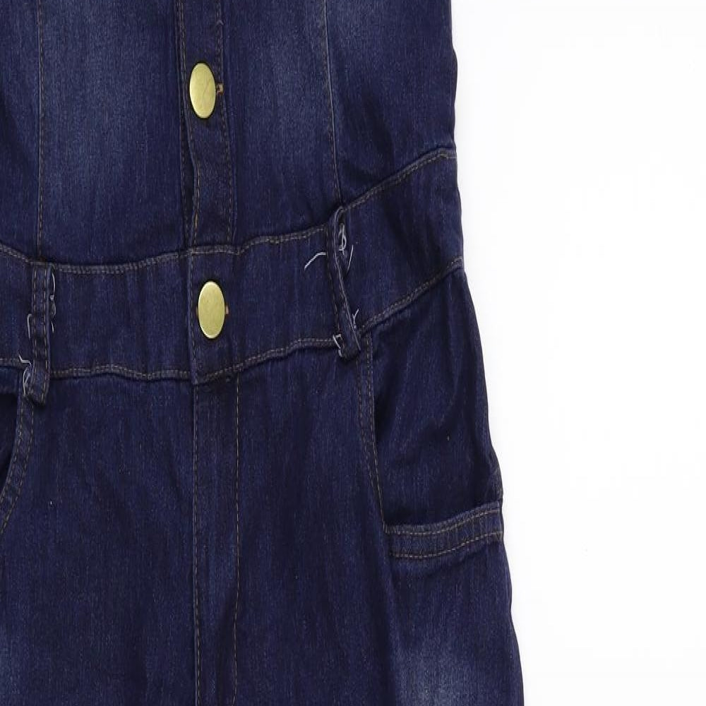 Preworn Womens Black  Denim Jumpsuit One-Piece Size S