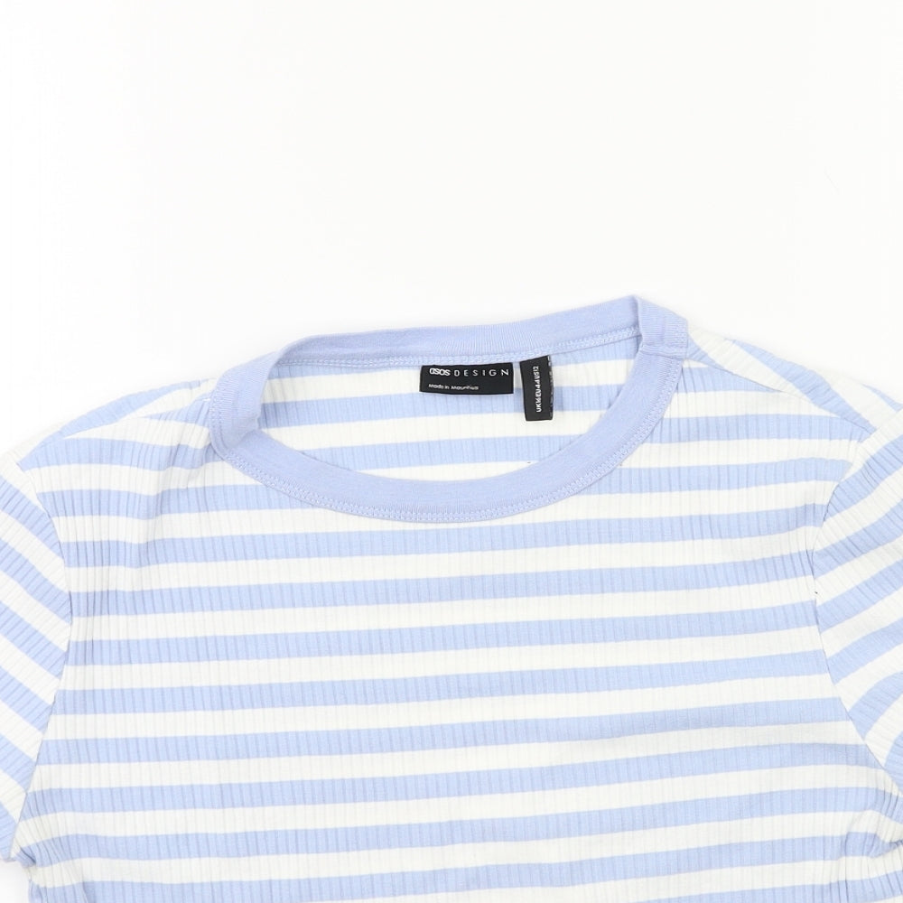 ASOS Womens Blue Striped  Basic T-Shirt Size 16