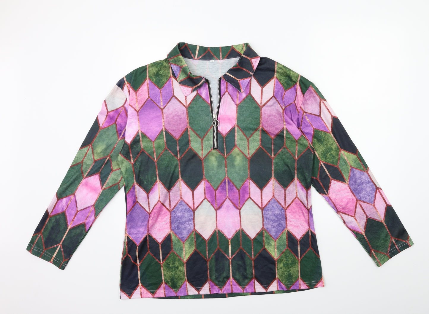 Preworn Womens Purple Check  Basic T-Shirt Size XL