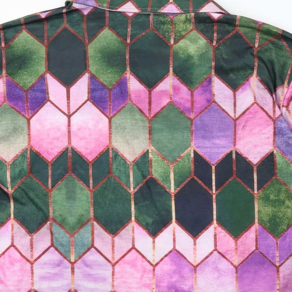 Preworn Womens Purple Check  Basic T-Shirt Size XL