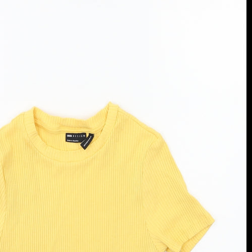 ASOS Womens Yellow  Knit Basic T-Shirt Size 14