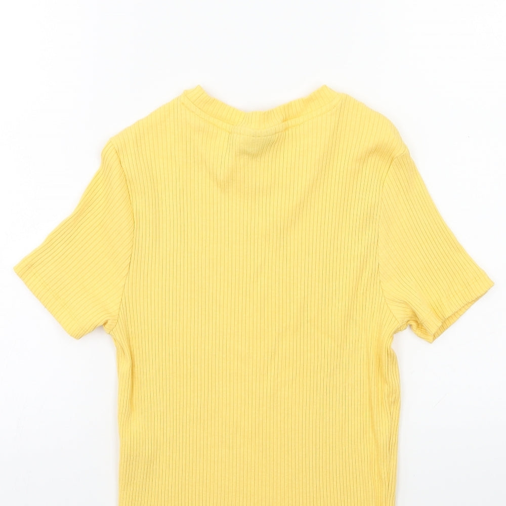ASOS Womens Yellow  Knit Basic T-Shirt Size 14