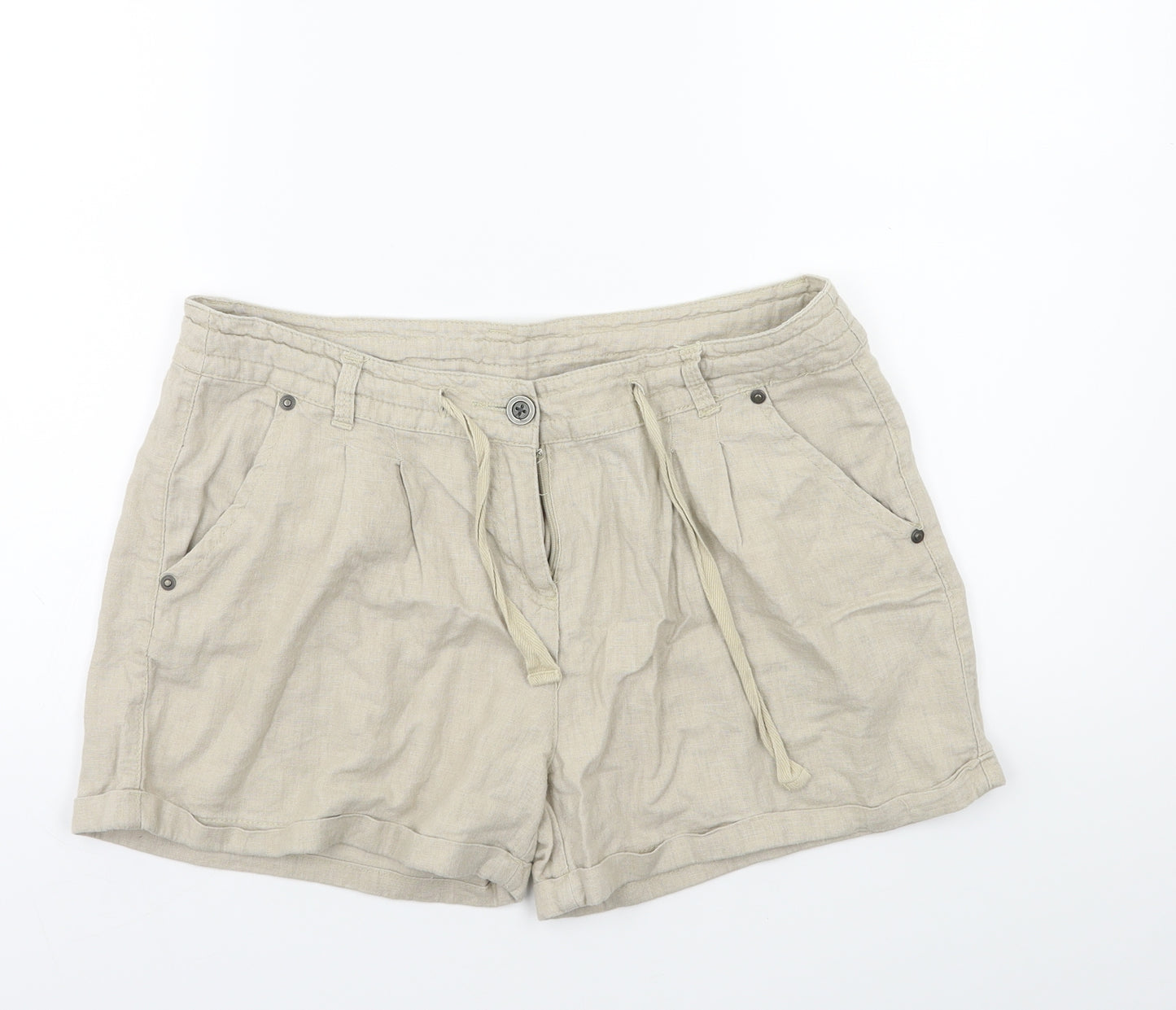 Denim & Co. Womens Beige   Cargo Shorts Size 12