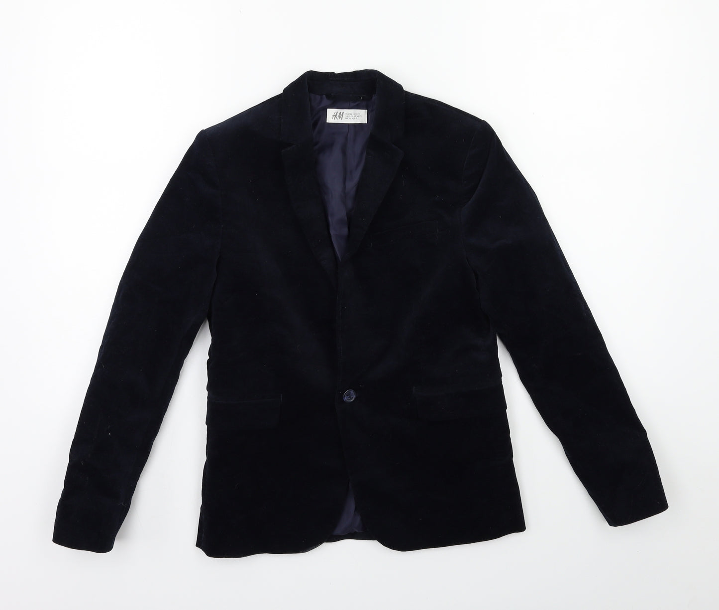 H&M Boys Blue  Velour Jacket Blazer Size 11-12 Years