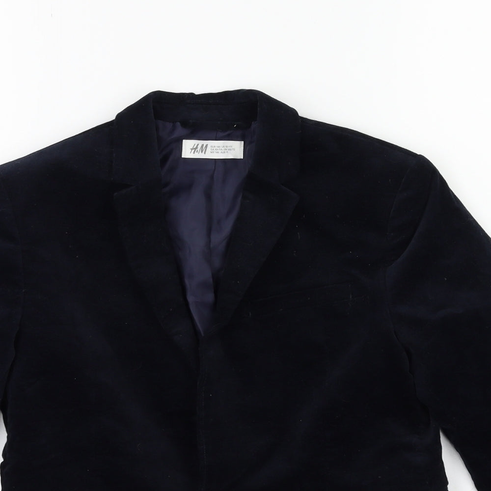 H&M Boys Blue  Velour Jacket Blazer Size 11-12 Years
