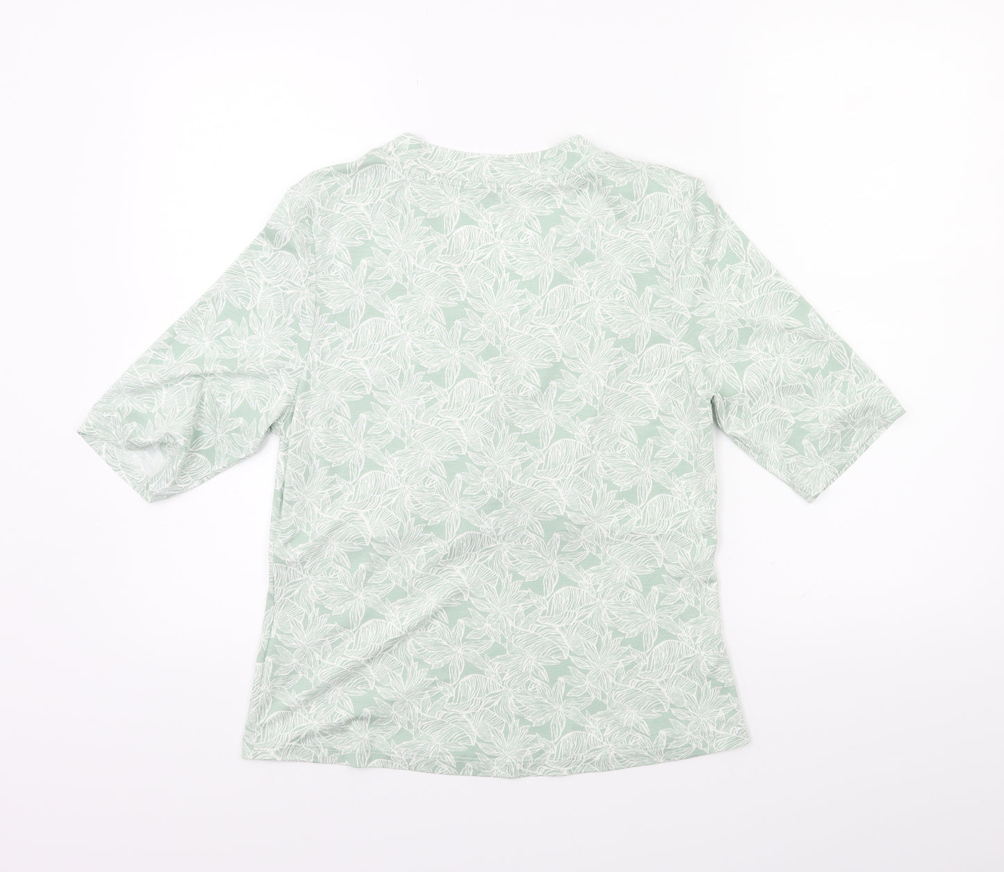 Artigiano Womens Green Floral  Basic T-Shirt Size 12