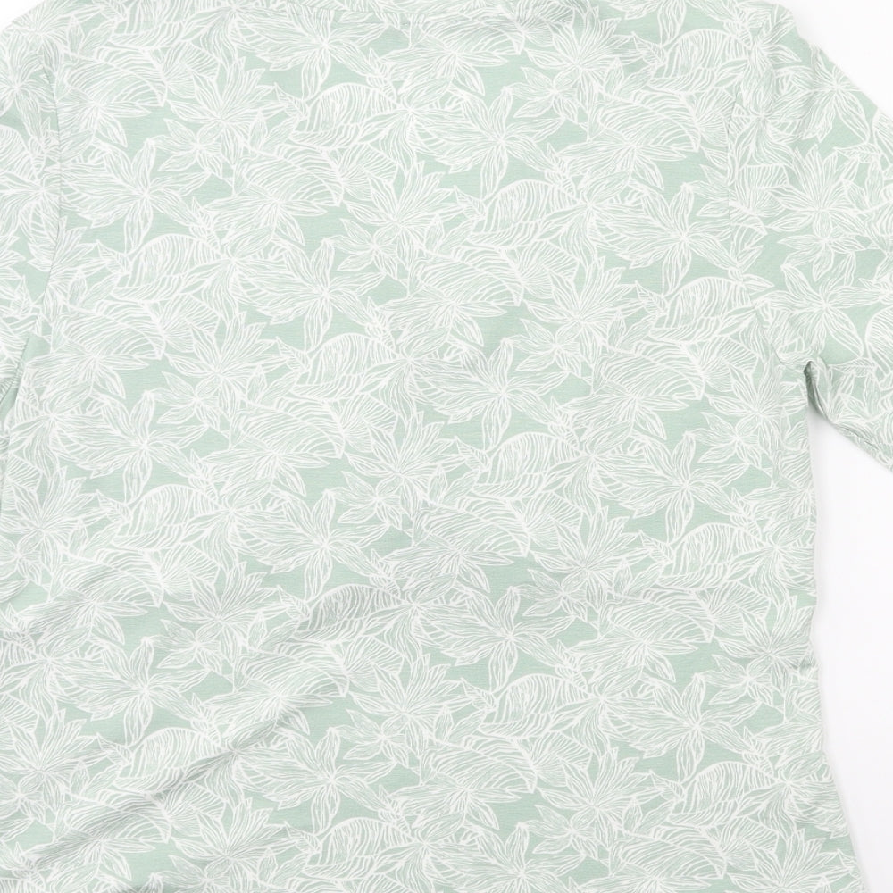 Artigiano Womens Green Floral  Basic T-Shirt Size 12