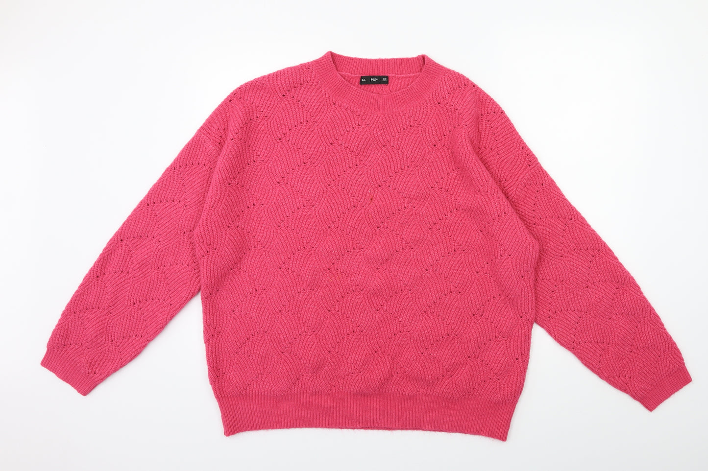 F&F Womens Pink  Knit Pullover Jumper Size 18