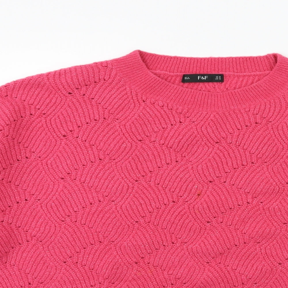 F&F Womens Pink  Knit Pullover Jumper Size 18