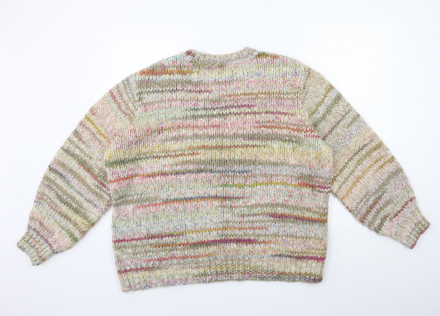 F&F Womens Pink Striped Knit Pullover Jumper Size 14